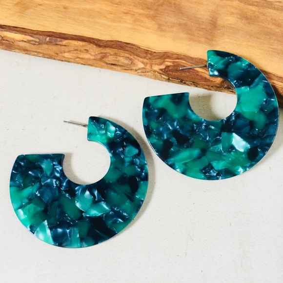 LYB Jewelry - 💥 FLASH 💥 Green Tortoise Round Disc Earrings